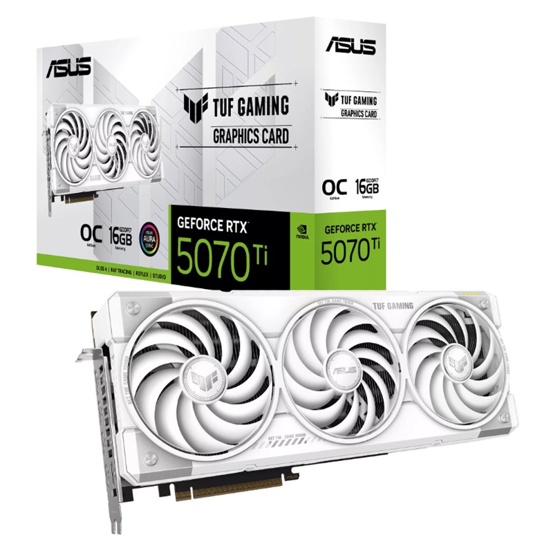 AE110ASU0495_75312 ASUS GEFORCE TUF-RTX5070TI-O16G-WHITE-GAMING 16GB GDDR7 256BIT 2XHDMI 3XDP EKRAN KARTI - Görsel 1