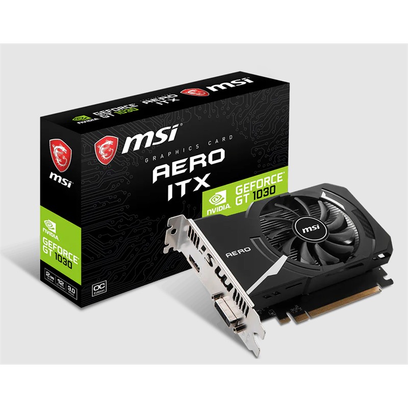 AE110MSI0167_75867 MSI GEFORCE GT1030 AERO ITX 2GD4 OC 2GB DDR4 64BIT 1XHDMI 1XDVI EKRAN KARTI - Görsel 1