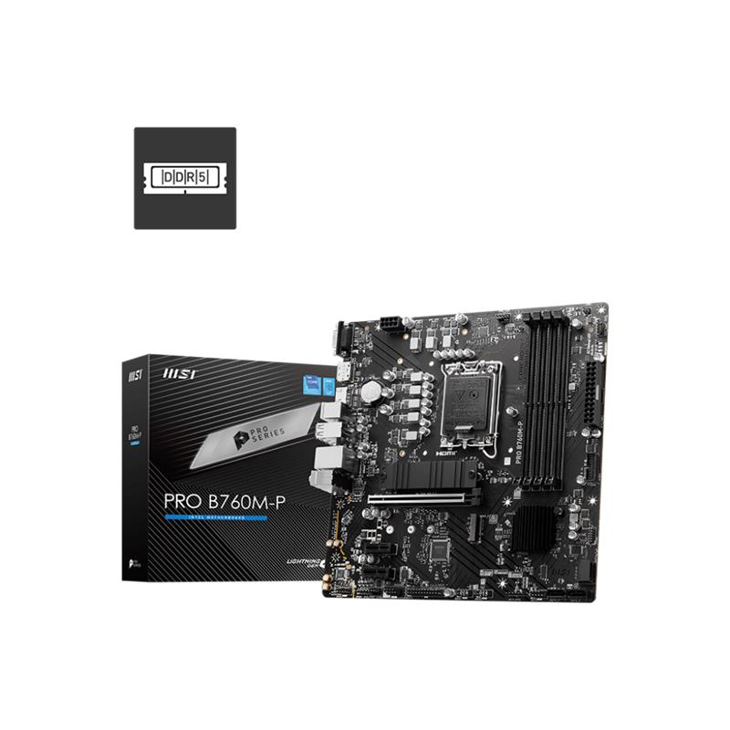 AE110MSI0202_59261 MSI PRO B760M-P DDR5 6800MHZ 1XVGA 1XHDMI 1XDP 2XM.2 USB 3.2 MATX 1700P (12. / 13. VE 14. NESİL İŞLEMCİ UYUMLU) - Görsel 1