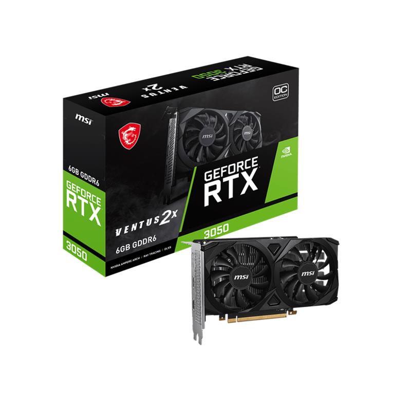 AE110MSI0253_69032 MSI GEFORCE RTX3050 VENTUS 2X E 6G OC 6GB GDDR6 96BIT 2XHDMI 1XDP EKRAN KARTI - Görsel 1