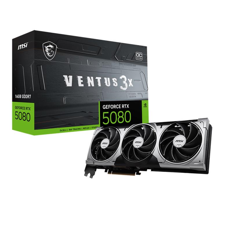 AE110MSI0262_69632 MSI GEFORCE RTX5080 16G VENTUS 3X OC 16GB GDRR7 256BIT 1XHDMI 3XDP EKRAN KARTI - Görsel 1