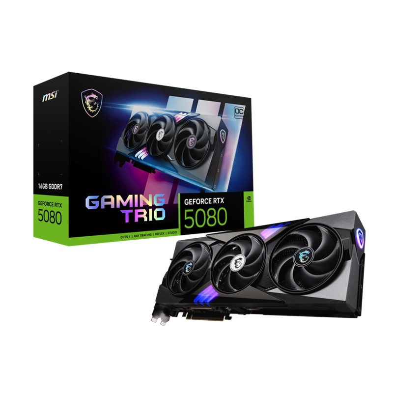 AE110MSI0314_72671 MSI GEFORCE RTX5080 16G GAMING TRIO OC 16GB GDDR7 256BIT 1XHDMI 3XDP EKRAN KARTI - Görsel 1