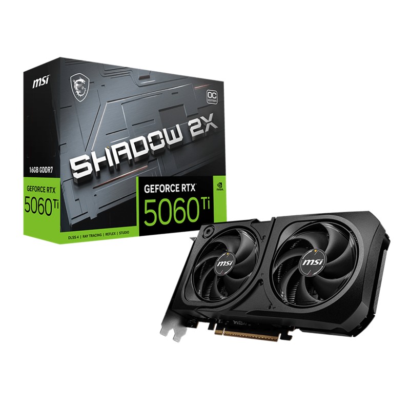 AE110MSI0316_72846 MSI GEFORCE RTX5060TI 16G SHADOW 2X OC PLUS 16GB GDDR7 128BIT 1XHDMI 3XDP EKRAN KARTI - Görsel 1