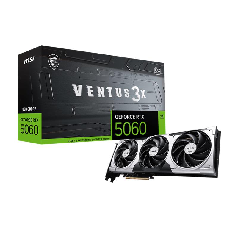 AE130MSI0003_72481 MSI GEFORCE RTX5060 8G VENTUS 3X OC 8GB DDR7 128BIT 3XDP 1XHDMI EKRAN KARTI - Görsel 1