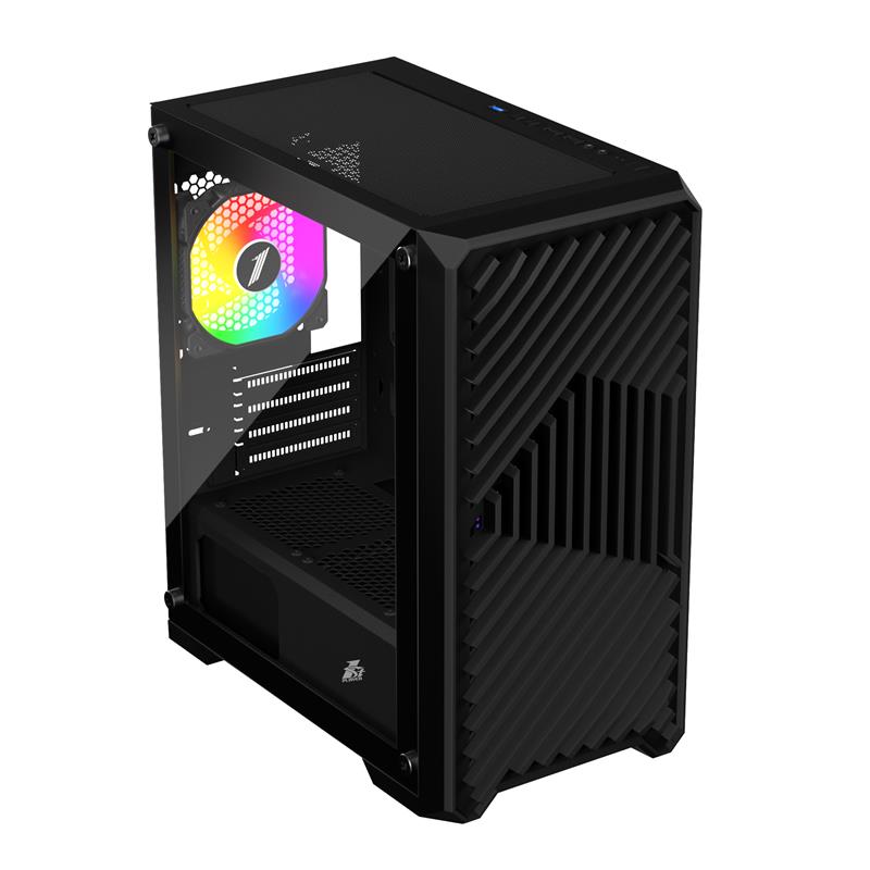 AK1001ST0007_67004 1ST PLAYER TRILOBITE T5 SİYAH 650W 80+ ARGB 4X12CM FAN TEMPERLİ CAM MESH USB 3.0 M-ATX KASA - Görsel 1