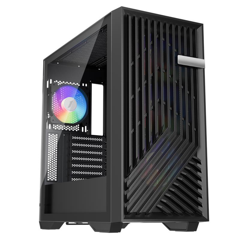 AK1001ST0012_68636 1ST PLAYER FD8 SİYAH 750W 80+ ARGB 6X12CM FAN TEMPERLİ CAM MESH USB 3.0 E-ATX KASA - Görsel 1