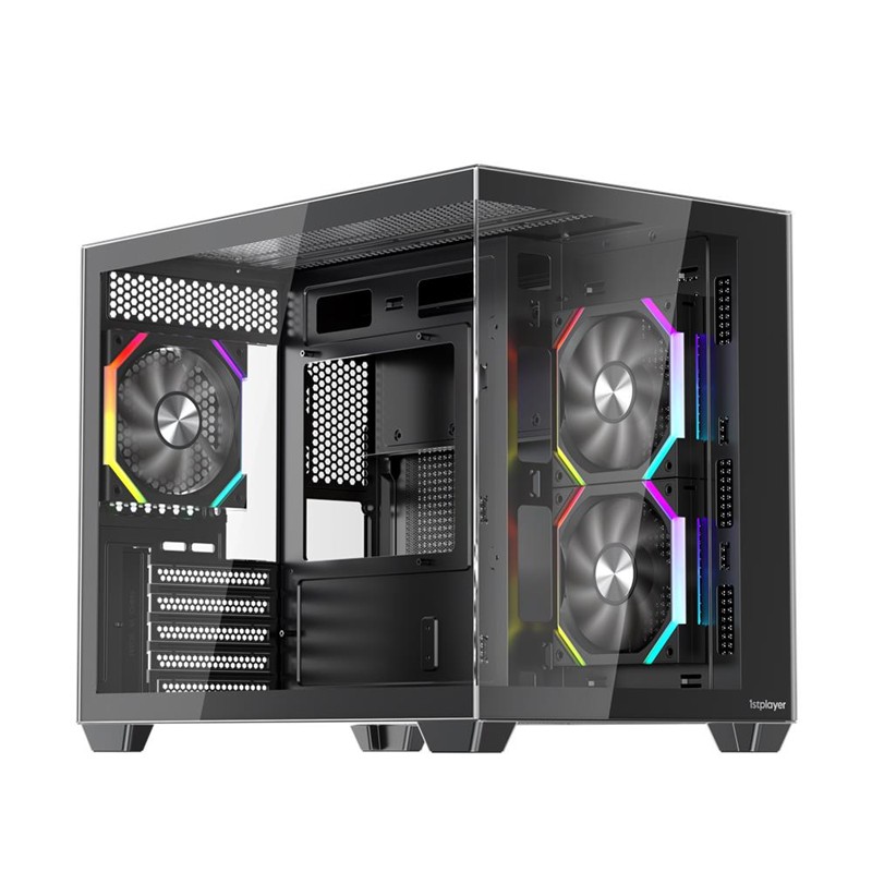 AK1001ST0028_76306 1ST PLAYER BV6 SİYAH ACK 650W 80+ BRONZE ARGB 3X12CM FAN PANORAMİK TEMPERLİ CAM USB 3.0 M-ATX KASA - Görsel 1