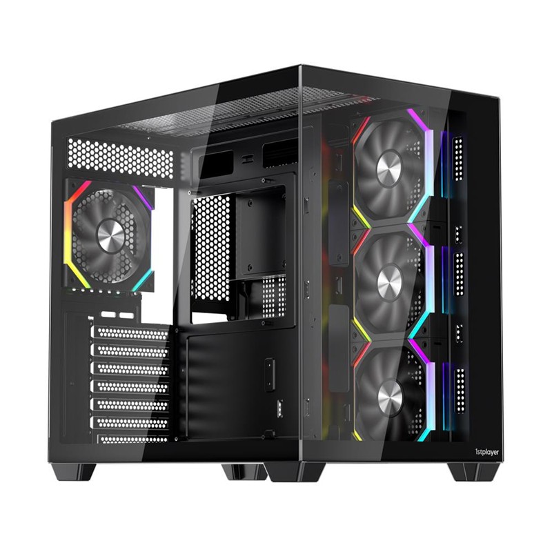AK1001ST0029_76313 1ST PLAYER BV7 SİYAH ACK 750W 80+ BRONZE ARGB 4X12CM FAN PANORAMİK TEMPERLİ CAM USB 3.0 ATX KASA - Görsel 1