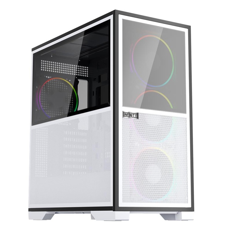 AK1001ST0032_76332 1ST PLAYER IF8 BTF BEYAZ ARGB 4X12CM FAN TERS ÇEVİRİLEBİLİR TEMPERLİ CAM MESH PANELLER USB 3.0 E-ATX - Görsel 1