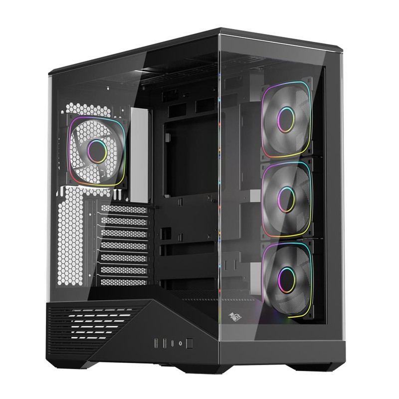 AK1001ST0037_76368 1ST PLAYER GM7 BTF SİYAH 750W 80+ BRONZE ARGB 4X12CM FAN TEMPERLİ CAM USB 3.0 TYPE-C ATX KASA - Görsel 1