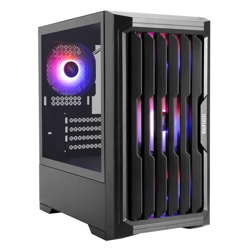 AK1001ST0042_76420 1ST PLAYER BULLET HUNTER H2 400W 4X12CM RAINBOW FAN TEMPERLİ CAM USB 3.0 M-ATX KASA - Görsel 1