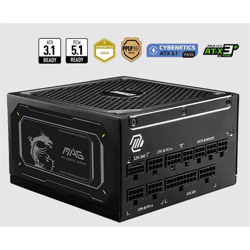 AK800MSI0043_78073 MSI MAG A1000GL PCIE5 II 1000W 80+ GOLD ATX 3.1 PCIE 5.1 POWER SUPPLY - Görsel 1