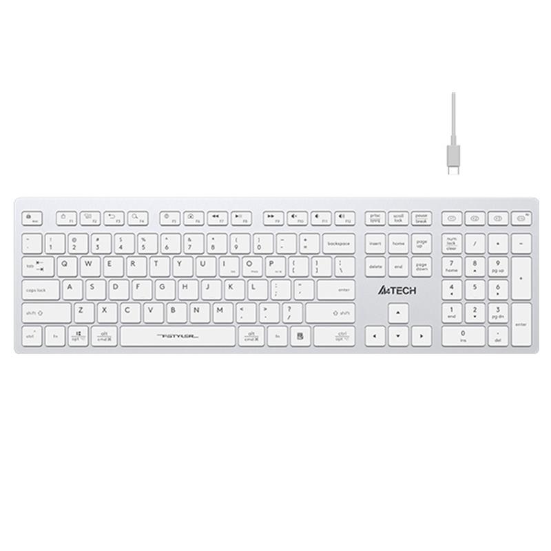 CK140A4T0005_54318 A4 TECH FBX50C BEYAZ BLUETOOTH+2.4G NANO MM SARJ EDILEBILIR KABLOSUZ KLAVYE - Görsel 1