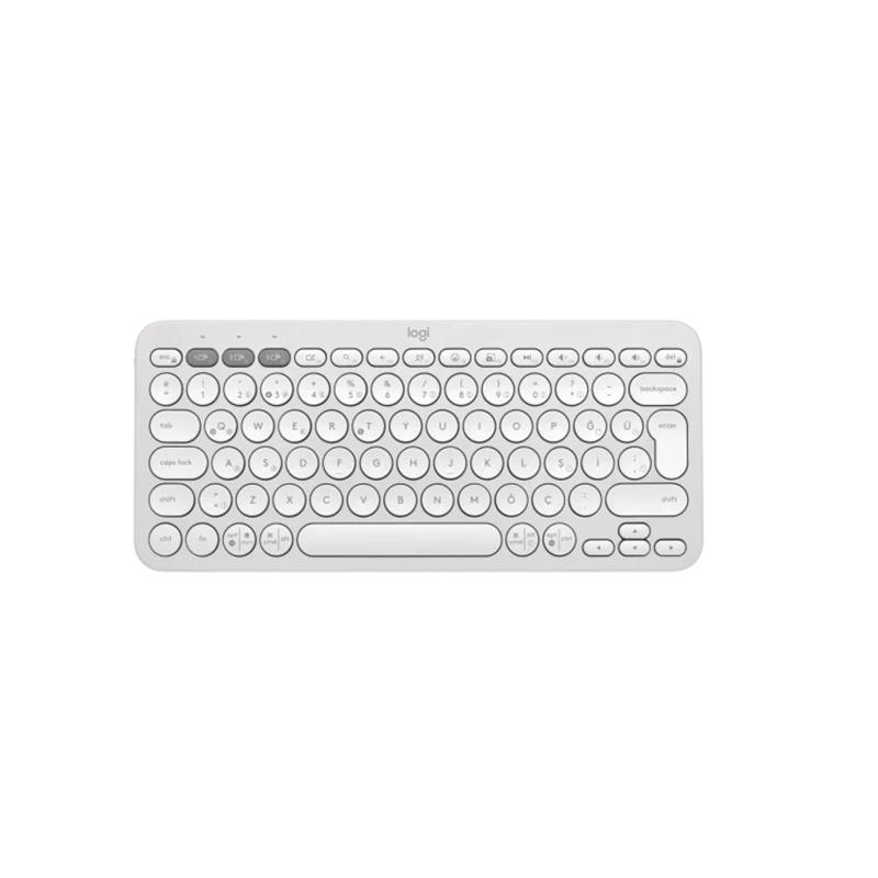 CK140LGT0034_70470 LOGITECH K380S PEBBLE KEYS 2 ÇOKLU CİHAZ ÖZELLİKLİ BLUETOOTH TÜRKÇE Q KLAVYE BEYAZ 920-011860 - Görsel 1
