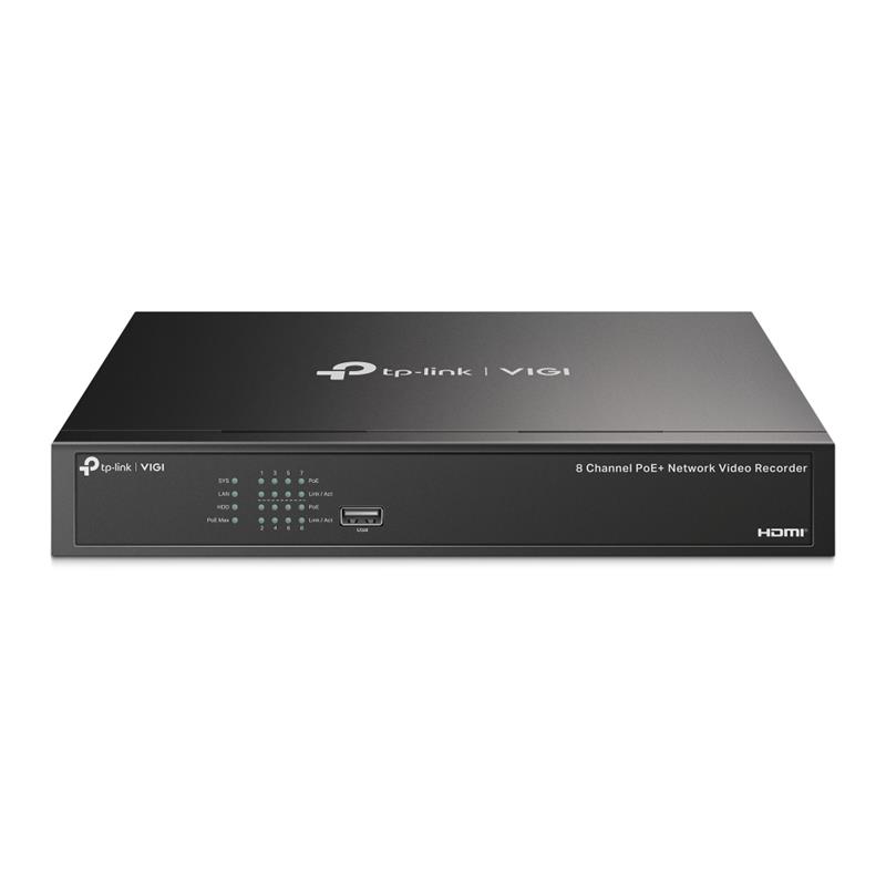 GU140VGI0007_65424 TP-LINK VIGI NVR1008H-8MP V1.2 8 KANAL POE 1 SATA H265+ ONVIF NVR KAYIT CİHAZI - Görsel 1