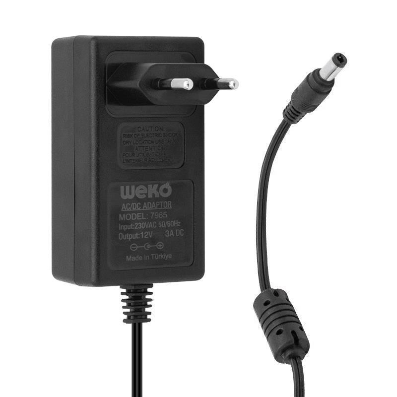 GU820WBR0001_55466 CCTV-ADAPTÖR 7965 1203 12VOLT 3AMPER DC PLASTİK KASA ADAPTÖR(YERLİ ÜRETİM) - Görsel 1