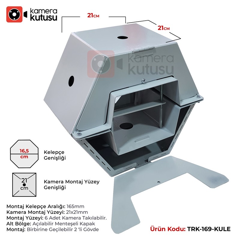 GU851KMK0031_76239 KAMERA KUTUSU TRK-169-T KULE 8 KÖŞELİ MONTAJ KUTUSU (ALT AÇILABİLİR) - Görsel 1