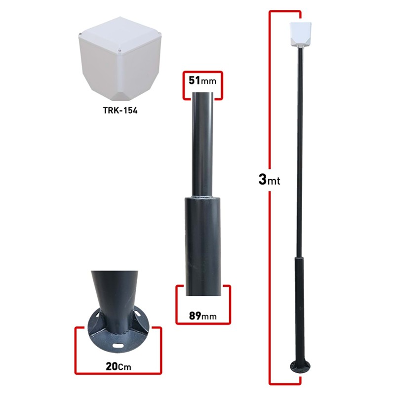 GU851KMK0051_76213 KAMERA KUTUSU RK-300-X+154 / 3MT (89X51X2MM) METAL DİREK + TRK-154 KÜP İLE BİRLİKTE (7016 DÜZ MAT ANTRASİT FIRIN BOYALI) - Görsel 1