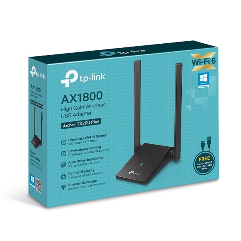NE110TPL0033_76219 TP-LINK ARCHER TX20U PLUS AX1800 WIFI6 KABLOSUZ USB ADAPTOR - Görsel 1