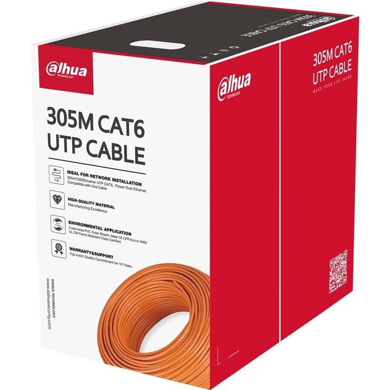NK100DHA0005_74357 DAHUA PFM922I-6UN-C 305 METRE U/UTP 23AWG CCA TURUNCU RENK CAT6 KABLO - Görsel 1