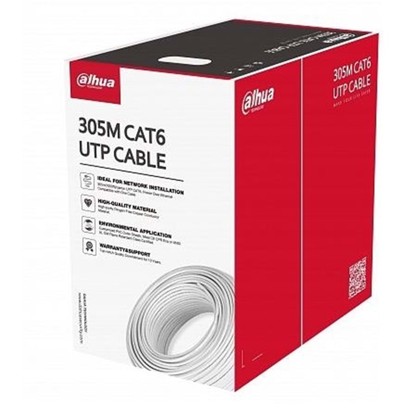 NK100DHA0008_77349 DAHUA PFM922I-6UN-C 305 METRE U/UTP 23AWG CCA BEYAZ RENK CAT6 KABLO - Görsel 1