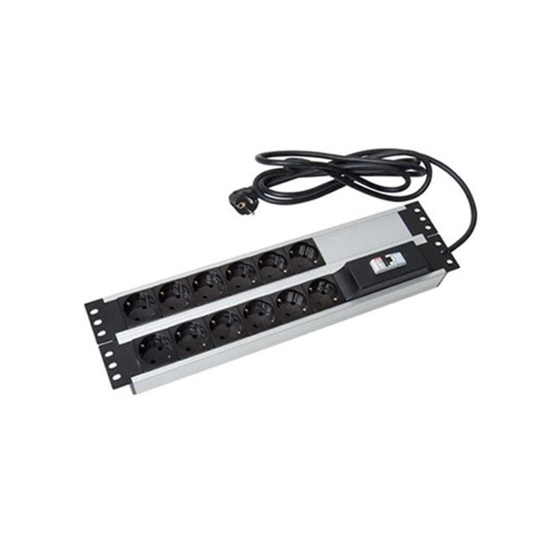 NK870URN0004_67707 URANIUM 19" 2U 9 LU SIGORTALI ALUMINYUM RACKMOUNT GRUP PRİZ PDU - Görsel 1