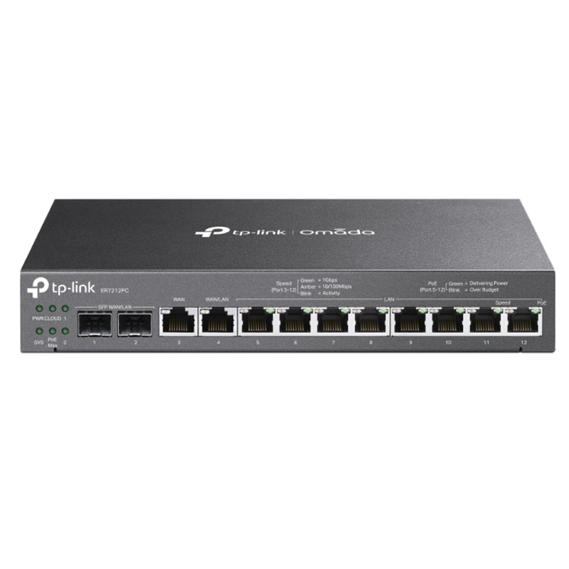 NP110TPL0192_76861 TP-LINK OMADA ER7212PC 2XGIGABIT SFP WAN/LAN PORT 1XGIGABIT RJ45 WAN 1XGIGABIT SFP WAN/LAN 8XGIGABIT VPN ROUTER - Görsel 1