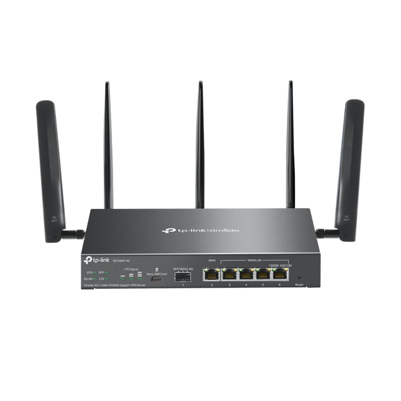 NP110TPL0248_72049 TP-LINK OMADA ER706W-4G AX3000 1XGIGABIT SFP WAN/LAN PORT 1XGIGABIT RJ45 WAN PORT 4XGIGABIT WAN/LAN RJ45 VPN ROUTER - Görsel 1