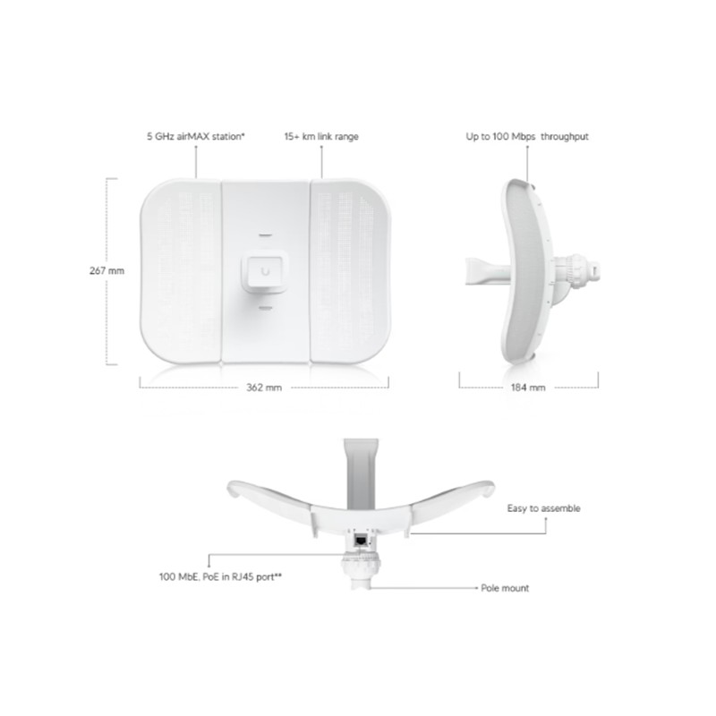 NP110UBN0023_77528 UBIQUITI LBE-M5-23 5GHZ 23DBI 20KM PTP/PTMP DIŞ ORTAM ACCESS POINT(ADAPTÖRLÜ) - Görsel 1