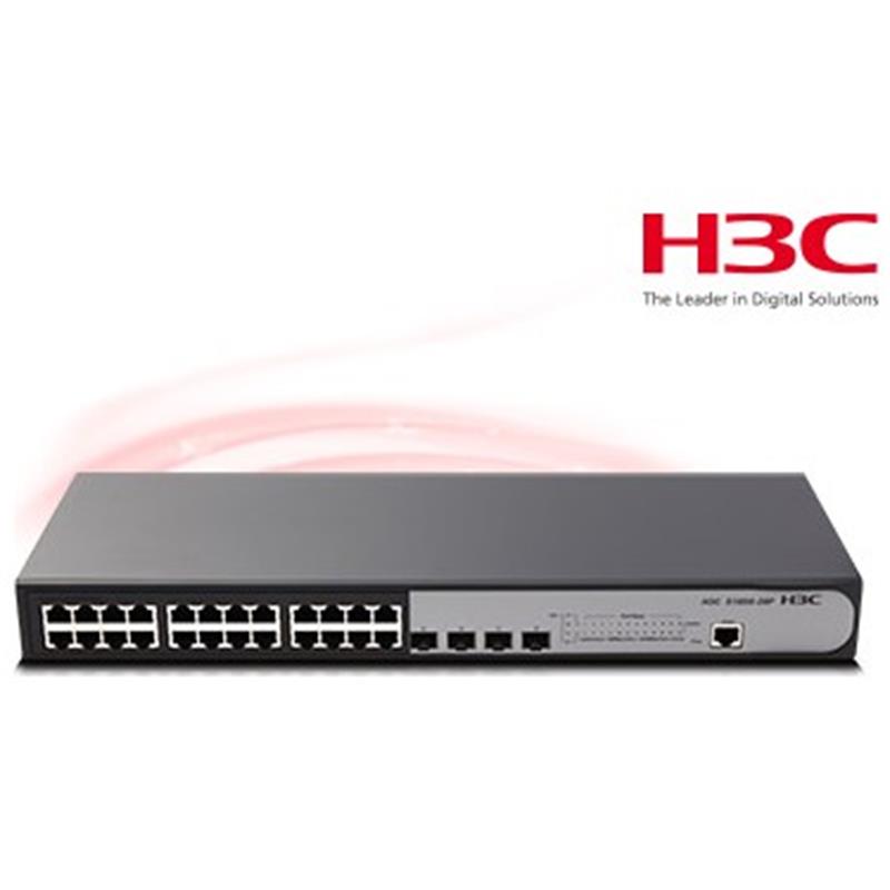 NS105H3C0002_51447 H3C 9801A1Q8 S1850-28P 24 PORT GIGABIT + 4X1GB SFP UPLINK YÖNETİLEBİLİR L2 RACKMOUNT SWITCH - Görsel 1