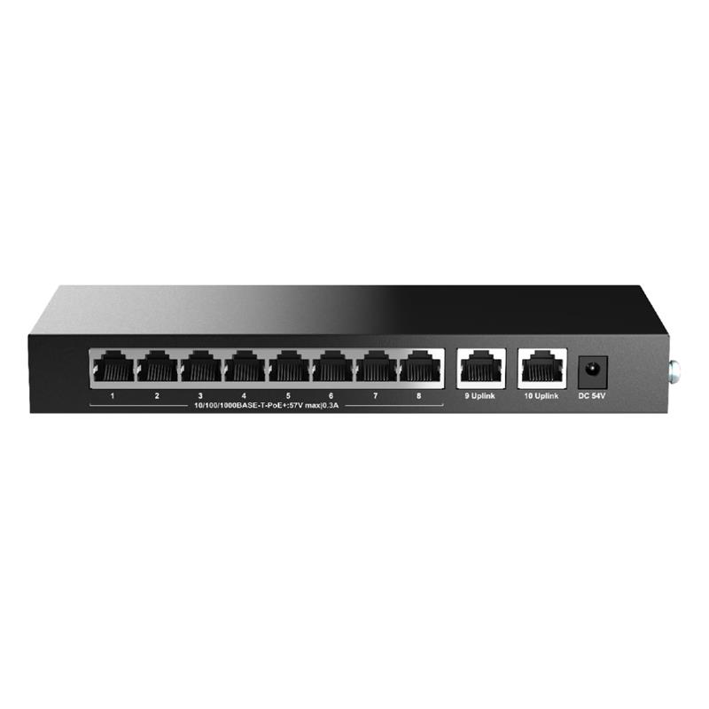 NS105H3C0024_66875 H3C MAGIC BS210T-P 8 PORT GIGABIT + 2 PORT GIGABIT UPLINK 57W POE METAL KASA SWITCH - Görsel 1