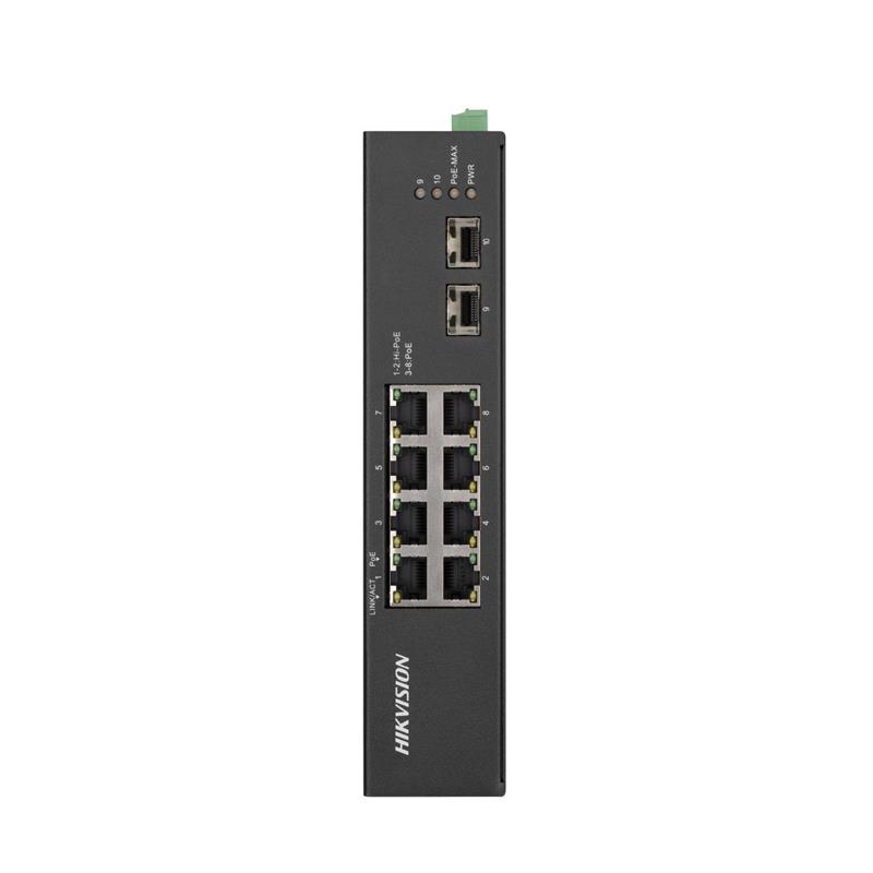 NS105HKN0004_67584 HIKVISION DS-3T0510HP-E/HS 8 PORT GIGABIT+2X1GB SFP UPLINK 110W 300 METRE POE ENDUSTRIYEL SWITCH - Görsel 1