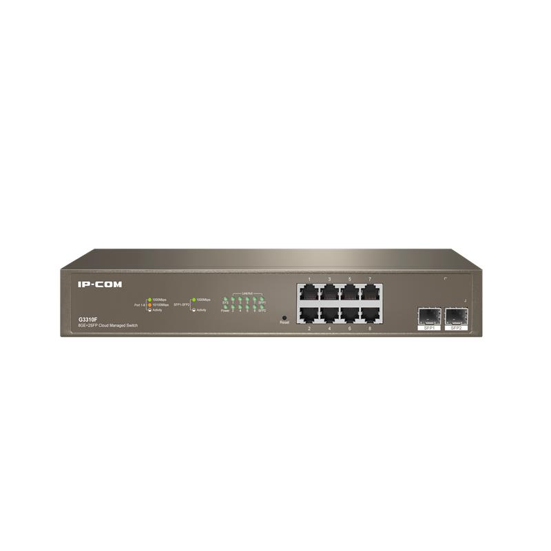 NS105IPC0017_60233 IP-COM G3310F 8 PORT GIGABIT + 2X1GB SFP UPLINK CLOUD YÖNETİLEBİLİR RACKMOUNT SWITCH - Görsel 1