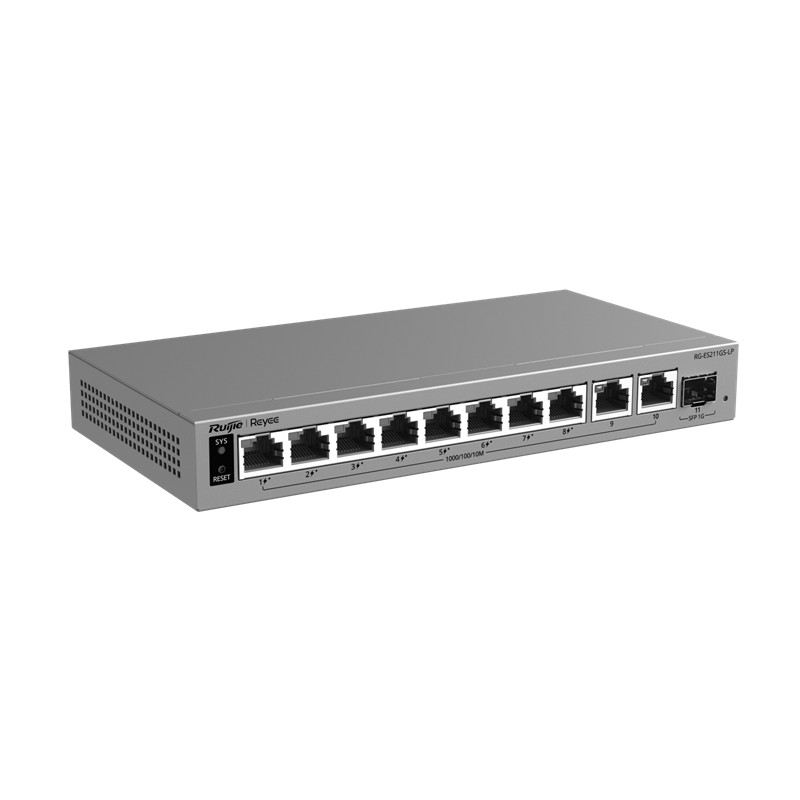 NS105REY0005_78991 RUIJIE REYEE RG-ES211GS-LP 8 PORT GİGABİT + 2XGE + 1X1GB SFP UPLINK 70W POE YÖNETİLEBİLİR SWİTCH - Görsel 1
