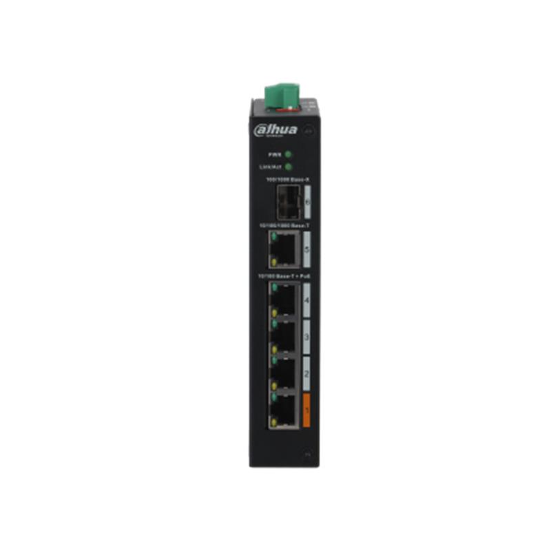NS106DHA0012_65637 DAHUA PFS3106-4ET-60-V2 4 PORT 10/100 + 1XGB RJ45/1XGB SFP UPLINK 250 METRE 60W POE ENDÜSTRİYEL SWITCH - Görsel 1