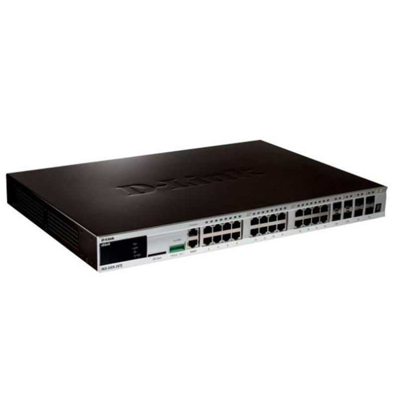 NS106DLI0017_53343 D-LINK DGS-3420-28TC 24 PORT GIGABIT + 4X10GB SFP COMBO STACKABLE L2+ RACKMOUNT SWITCH - Görsel 1