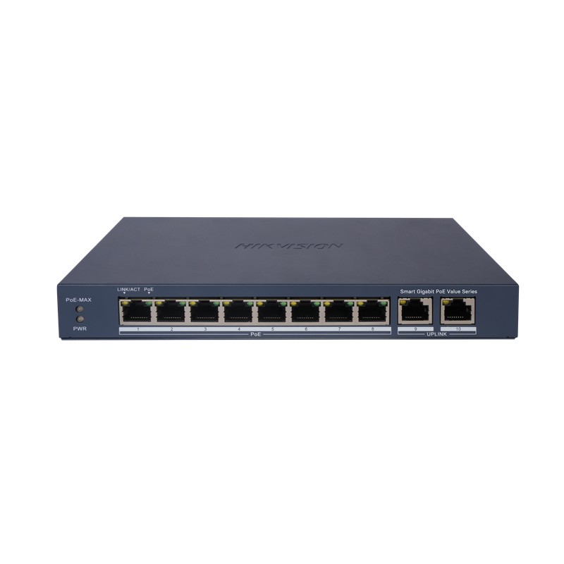 NS106HKN0018_74944 HIKVISION DS-3E1510P-EI/M 8 PORT GIGABIT+2 PORT GIGABIT RJ45 UPLINK 60W 300 METRE POE MESAFE SMART YÖNETİLEBİLİR SWITCH - Görsel 1