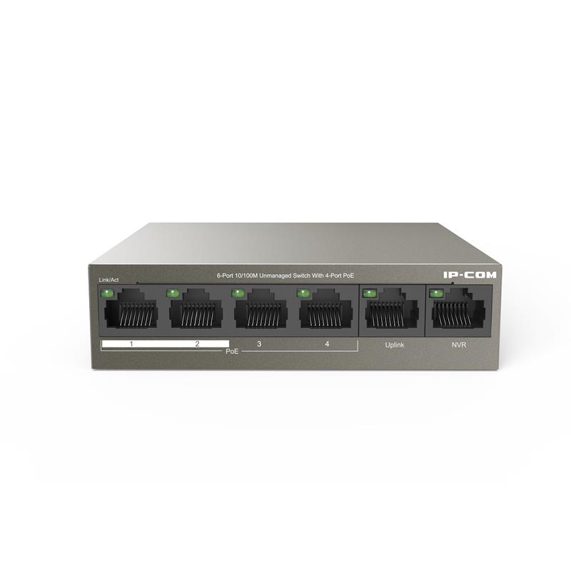 NS106IPC0001_71659 IP-COM F1106P-4-63W 4 PORT 10/100+2X10/100 UPLINK METAL KASA 58W POE SWITCH - Görsel 1