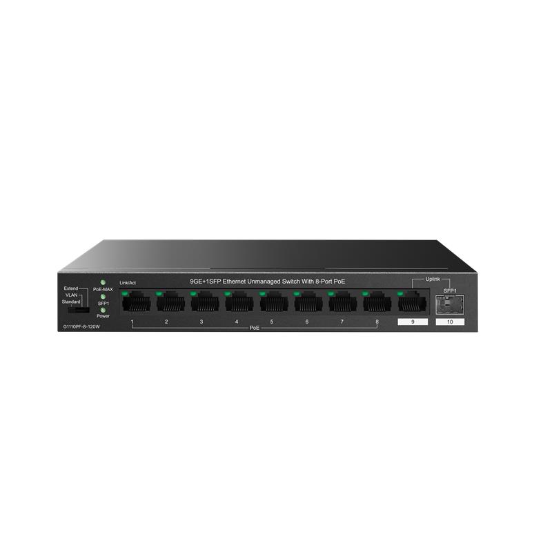 NS106IPC0017_71585 IP-COM IP-G1110PF-8-120W 8 PORT GIGABIT + 1X1GB RJ45/SFP PORT 120W 250 METRE POE SWITCH - Görsel 1