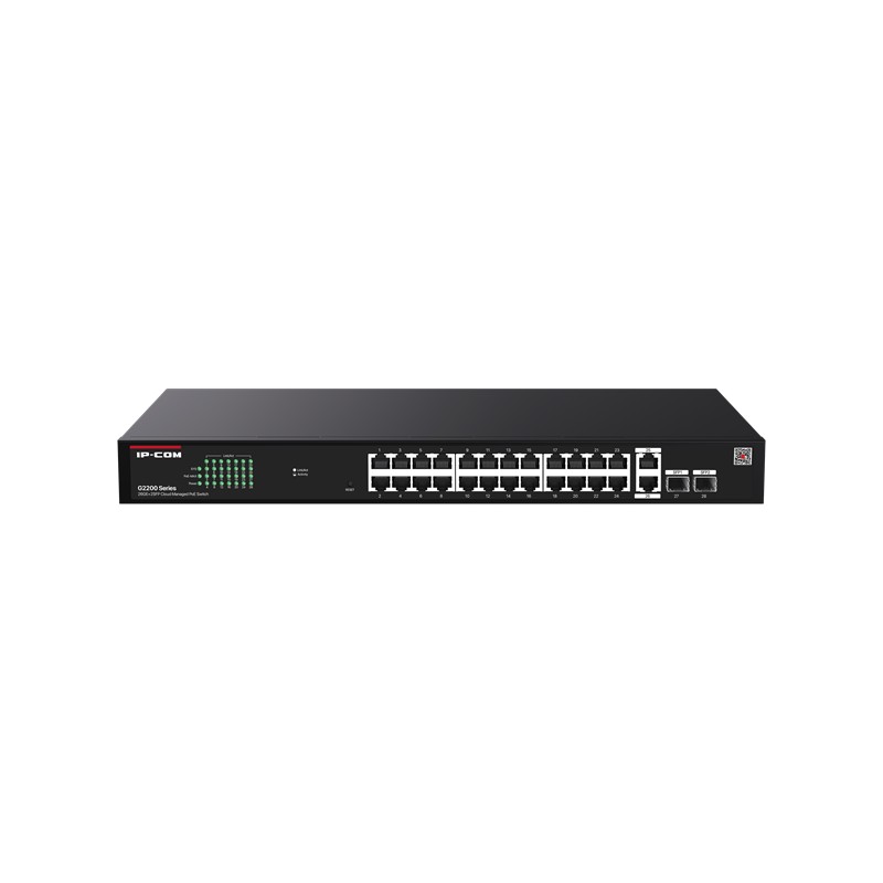 NS106IPC0019_73917 IP-COM G2228P-24-410W 24 PORT GIGABIT+2XRJ45/SFP UPLINK 370W POE CLOUD YÖNETİLEBİLİR RACKMOUNT SWITCH - Görsel 1