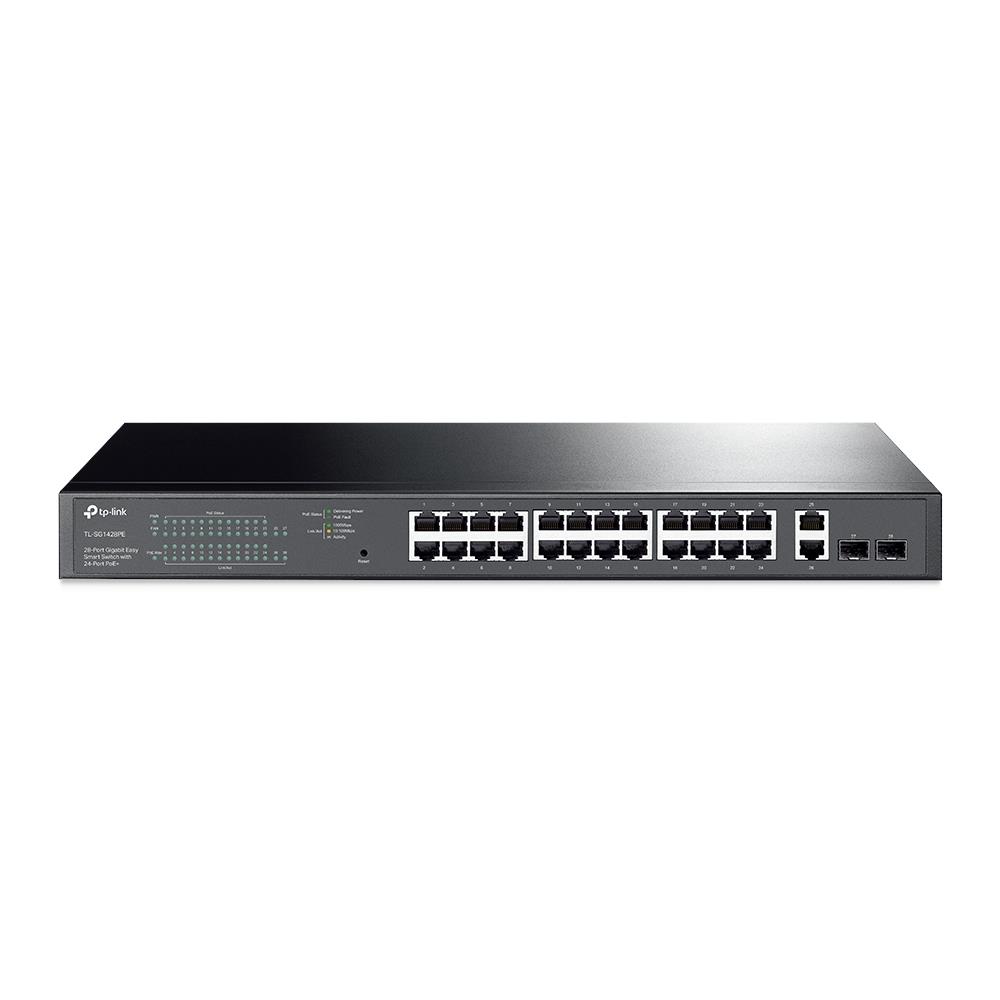 NS106TPL0018_41695 TP-LINK TL-SG1428PE 24 PORT GIGABIT + 2XGIGABIT RJ45/SFP UPLINK YÖNETİLEBİLİR 250W POE RACKMOUNT SWITCH - Görsel 1