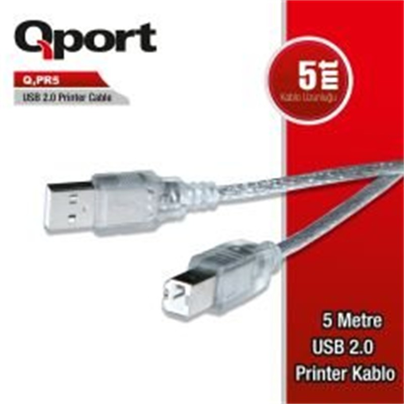 TK120QPT0007_71680 QPORT Q-PR5 USB 2.0 5M YAZICI KABLOSU - Görsel 1