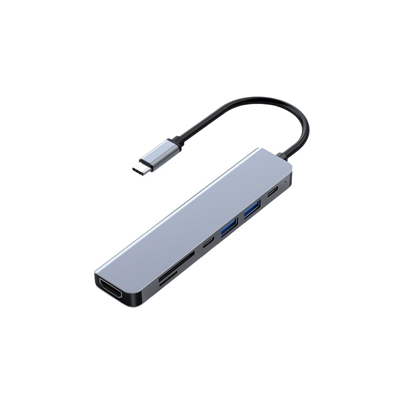TK230FRI0019_73838 FRISBY FA-7684C TYPE-C - 7 IN1 USB-C+HDMI+SD/TF+USB3.0+PD+USB-C - Görsel 1