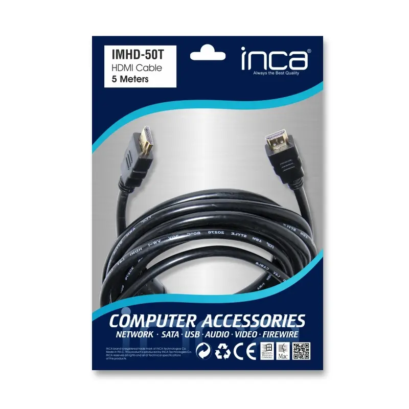 TK230INC0009_29691 INCA IMHD-50T 5MT 1.4V 3D ALTIN UÇLU HDMI KABLO - Görsel 1