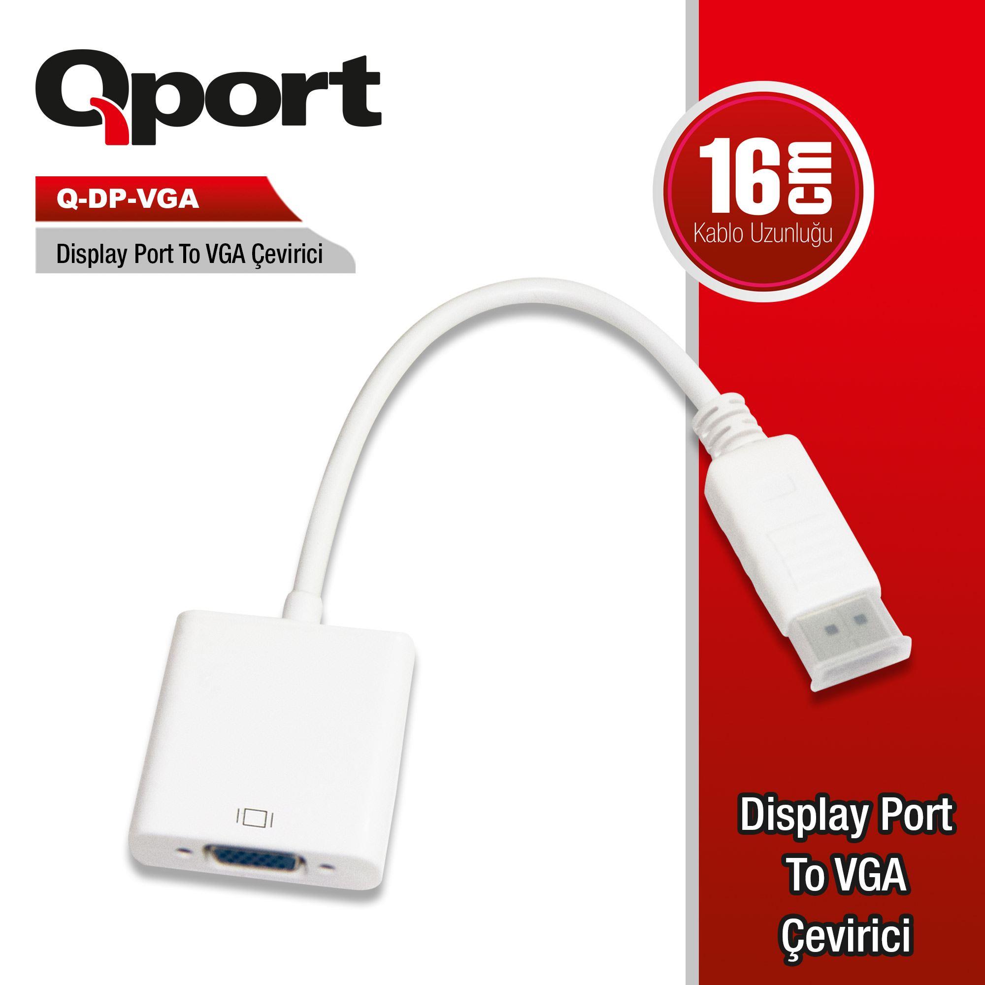 TK230QPT0020_29463 QPORT Q-DP-VGA DV DISPLAY PORT TO VGA DÖNÜŞTÜRÜCÜ - Görsel 1