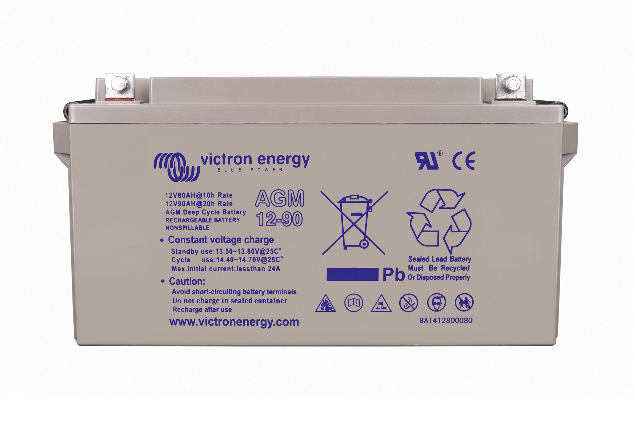 bat412800084 Victron Energy 12V/90Ah AGM Deep Cycle Batt. - Görsel 1