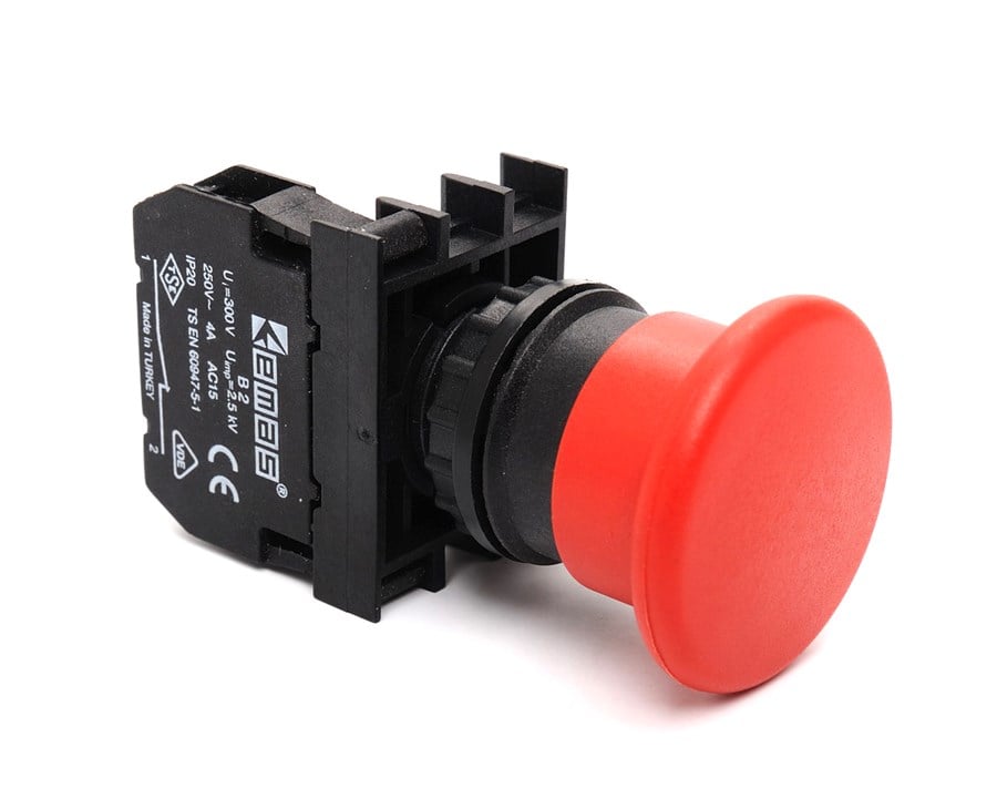 org_636278058907832211 Emas Acil Stop Butonu Kalıcı Q40mm Kırmızı 1Nk - Görsel 1