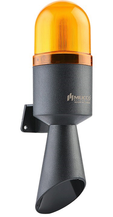 org_637209173484149637 Mucco Borulu Korna 12-24V Ac/dc Sabit-Flaşör -Çakar Döner-Buzzer Sarı Snt-B711-3 - Görsel 1