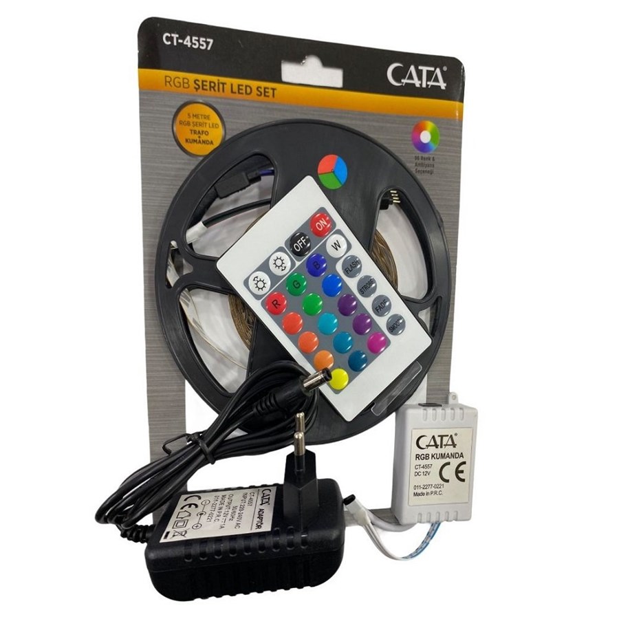 org_637589135256718424 Cata Şerit Led Seti Rgb 5Mt Rgb Led+trafo+kumanda - Görsel 1