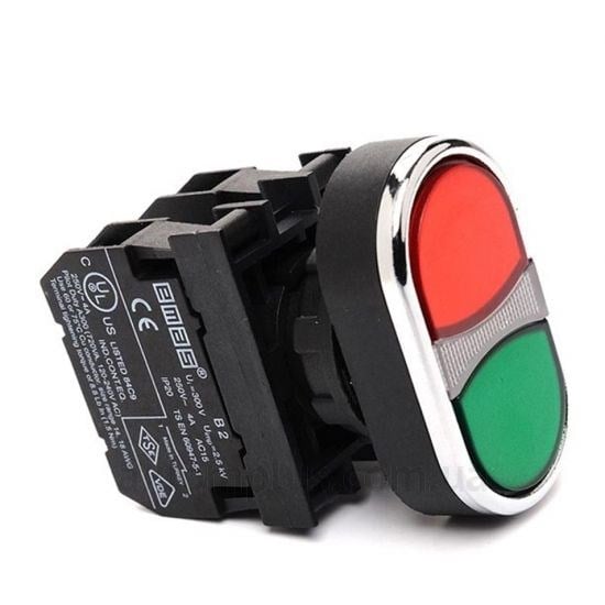 org_637618589595668637 Emas İkiz Buton Kırmızı-Yeşil 1Na+1nk B3 Kontaklı - Görsel 1